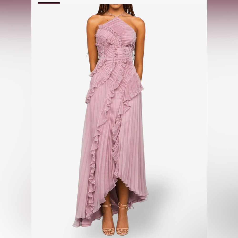 Formal ruffle asymmetrical pastel dress